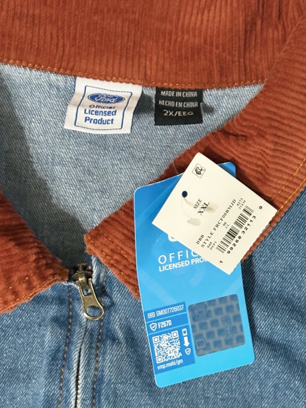 SOLD - Ford Motor Co. Official Licensed Corduroy Collar Denim Jacket - Size XXL - Picture 3 of 7